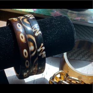 3 African American handmade bone bracelets